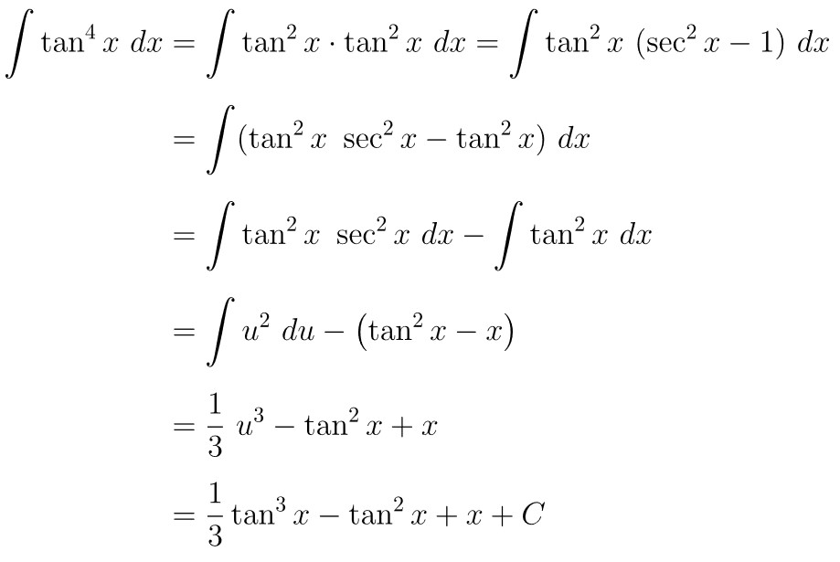 integral tan^4 x dx